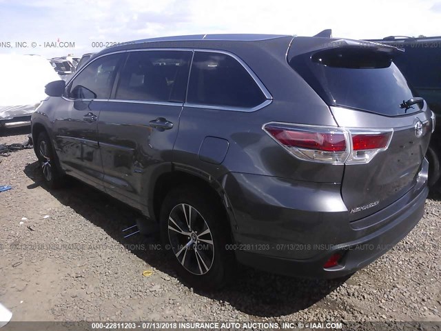 5TDJKRFH5GS312421 - 2016 TOYOTA HIGHLANDER XLE ნაცრისფერი ფოტო 3