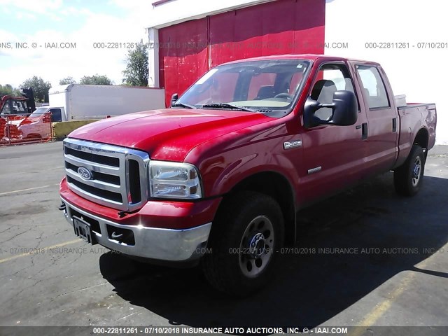 1FTWW31P95EA89714 - 2005 FORD F350 RED photo 2