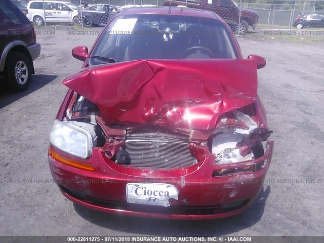 KL1TD66617B778572 - 2007 CHEVROLET AVEO LS RED photo 6