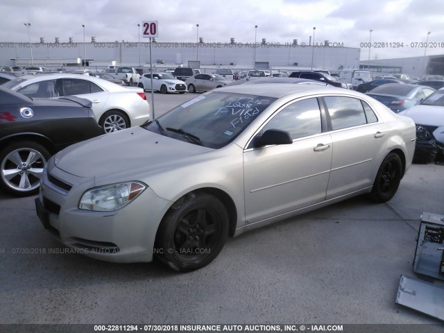 1G1ZG57B69F223735 - 2009 CHEVROLET MALIBU LS ოქროსფერი ფოტო 2