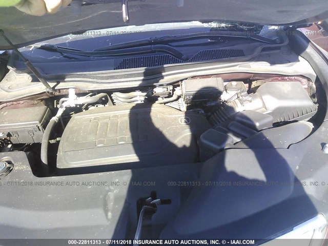 5FRYD3H43FB001068 - 2015 ACURA MDX TECHNOLOGY MAROON photo 10
