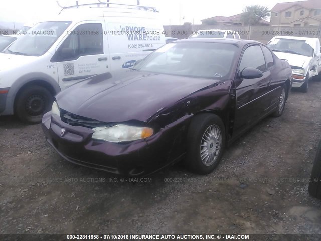 2G1WX12K639260612 - 2003 CHEVROLET MONTE CARLO SS MAROON photo 2