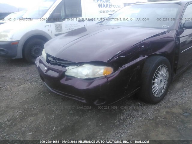 2G1WX12K639260612 - 2003 CHEVROLET MONTE CARLO SS მუქწითელი ფოტო 6