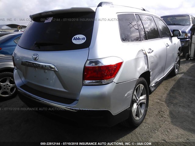 5TDYK3EH6CS062453 - 2012 TOYOTA HIGHLANDER LIMITED SILVER photo 4