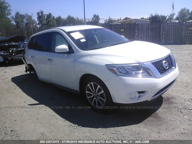 5N1AR2MM7FC611701 - 2015 NISSAN PATHFINDER S/SV/SL/PLATINUM WHITE photo 1
