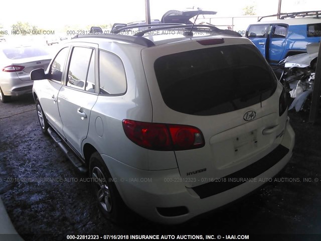 5NMSG73D79H265510 - 2009 HYUNDAI SANTA FE GLS WHITE photo 3