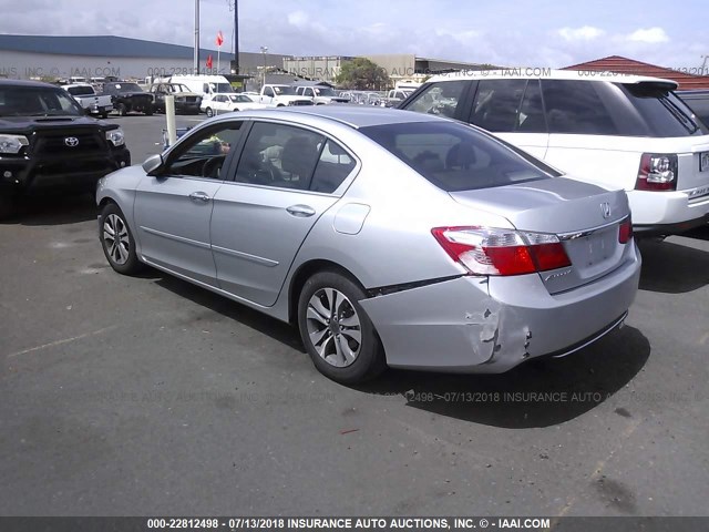 1HGCR2F39EA196748 - 2014 HONDA ACCORD LX SILVER photo 3