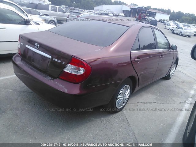 4T1BE32K82U096624 - 2002 TOYOTA CAMRY LE/XLE/SE 红色 照片 4