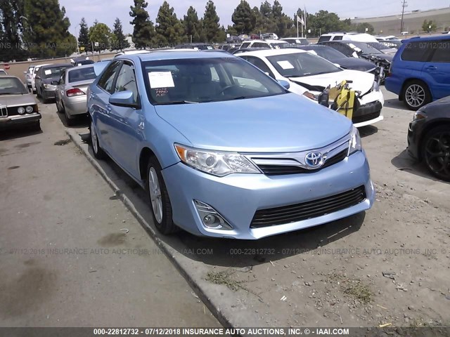 4T1BD1FK0DU097061 - 2013 TOYOTA CAMRY HYBRID/LE/XLE BLUE photo 1