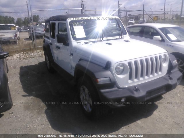 1C4HJXDGXJW165455 - 2018 JEEP WRANGLER UNLIMITE SPORT WHITE photo 1