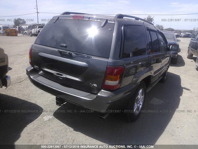 1J8GW68J02C254508 - 2002 JEEP GRAND CHEROKEE OVERLAND GRAY photo 4