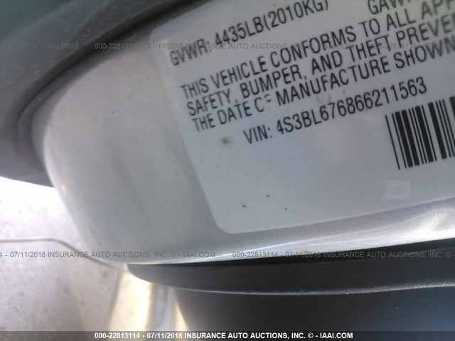 4S3BL676866211563 - 2006 SUBARU LEGACY GT LIMITED SILVER photo 9