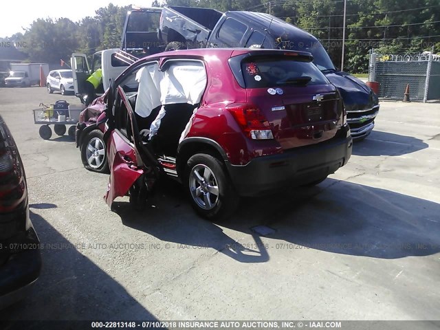 KL7CJPSB0FB212599 - 2015 CHEVROLET TRAX 1LS RED photo 3