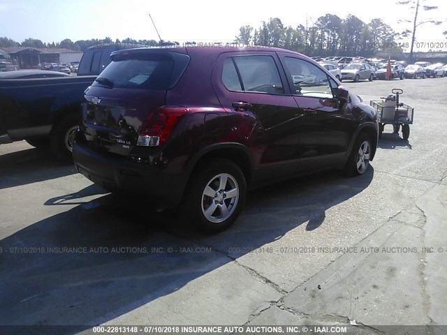 KL7CJPSB0FB212599 - 2015 CHEVROLET TRAX 1LS RED photo 4