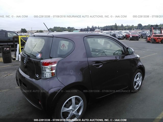 JTNJJXB03DJ023064 - 2013 TOYOTA SCION IQ PURPLE photo 4