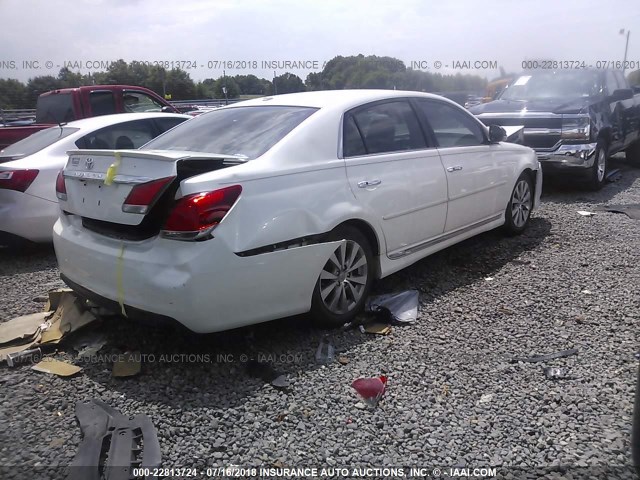 4T1BK3DB7BU413587 - 2011 TOYOTA AVALON LIMITED WHITE photo 4