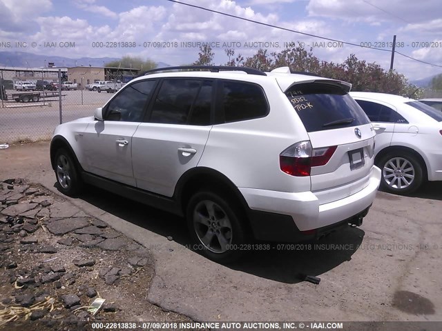 WBXPC93437WJ00354 - 2007 BMW X3 3.0SI WHITE photo 3