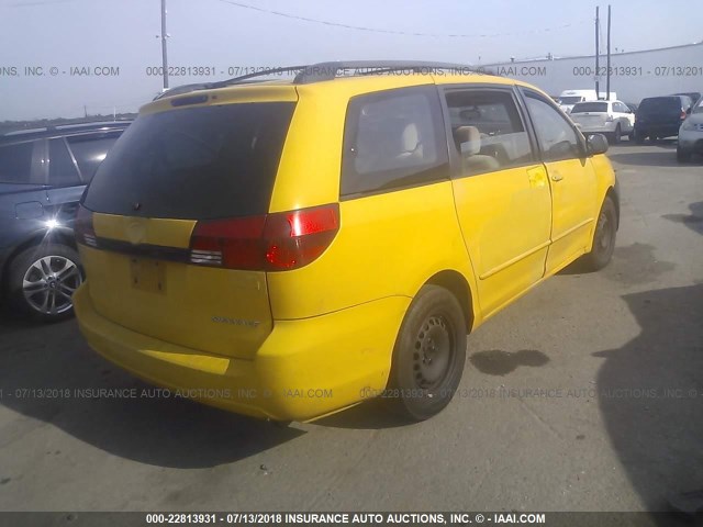 5TDZA23C84S216641 - 2004 TOYOTA SIENNA CE/LE YELLOW photo 4