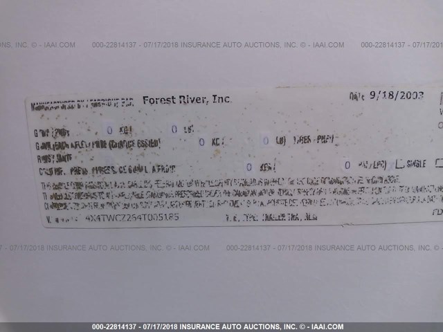 4X4TWCZ264T005185 - 2004 FOREST RIVER WILDCAT  Ağ foto 9