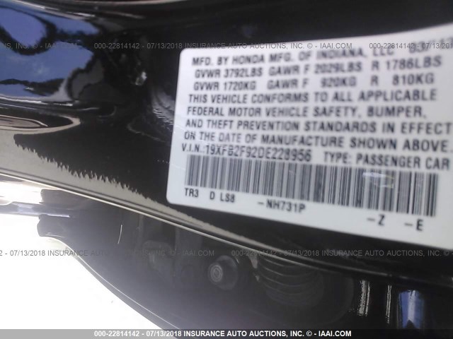 19XFB2F92DE228956 - 2013 HONDA CIVIC EXL 黑色 照片 9