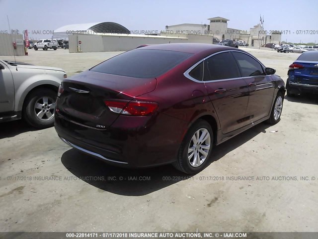 1C3CCCAB9FN636020 - 2015 CHRYSLER 200 LIMITED RED photo 4
