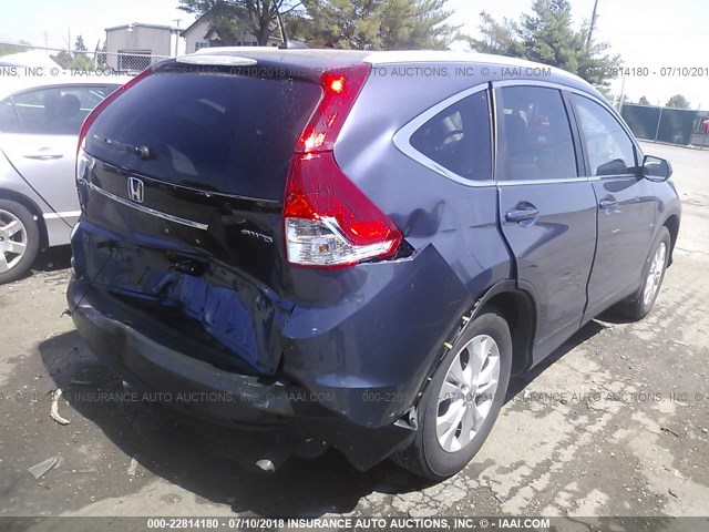 5J6RM4H7XCL050826 - 2012 HONDA CR-V EXL BLUE photo 4