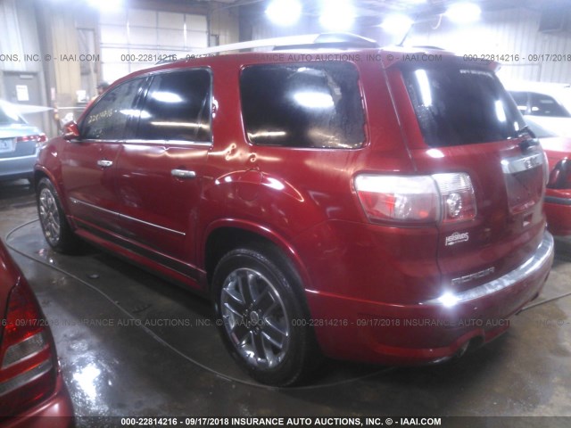 1GKKVTED6CJ149720 - 2012 GMC ACADIA DENALI RED photo 3