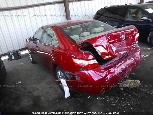 4T4BE46K89R075966 - 2009 TOYOTA CAMRY SE/LE/XLE RED photo 3