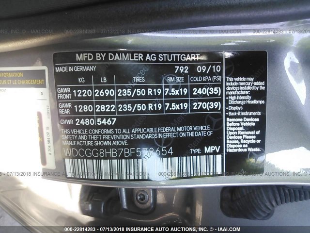 WDCGG8HB7BF578654 - 2011 MERCEDES-BENZ GLK 350 4MATIC GRAY photo 9