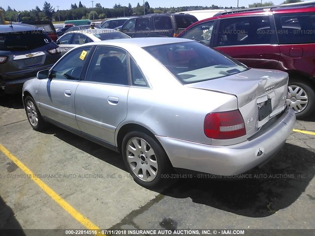 WAUED28D6XA299671 - 1999 AUDI A4 2.8 QUATTRO SILVER photo 3