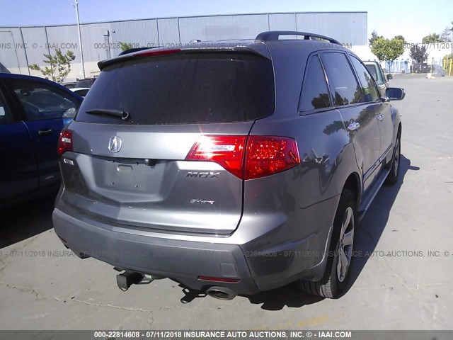 2HNYD28818H521307 - 2008 ACURA MDX SPORT GRAY photo 4