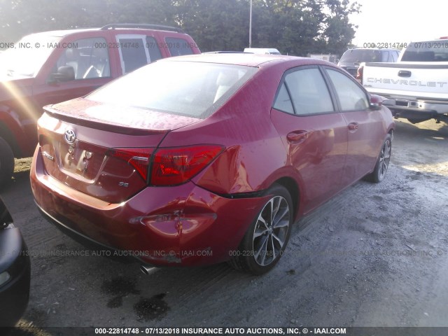 2T1BURHE4JC094800 - 2018 TOYOTA COROLLA L/LE/XLE/SE/XSE RED photo 4