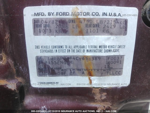 1MRBP98F4CY658389 - 1982 LINCOLN CONTINENTAL  栗色 照片 9