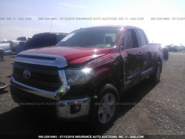 5TFRY5F11EX157158 - 2014 TOYOTA TUNDRA DOUBLE CAB SR/SR5 RED photo 2