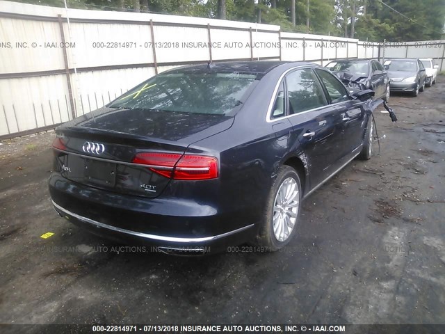 WAU32AFD1FN022251 - 2015 AUDI A8 L QUATTRO BLUE photo 4