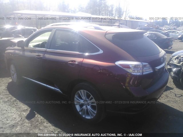 JTJBC1BA1B2040054 - 2011 LEXUS RX 450 RED photo 3