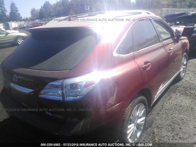 JTJBC1BA1B2040054 - 2011 LEXUS RX 450 RED photo 4