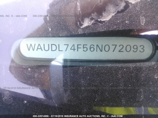 WAUDL74F56N072093 - 2006 AUDI A6 4.2 QUATTRO BLACK photo 9