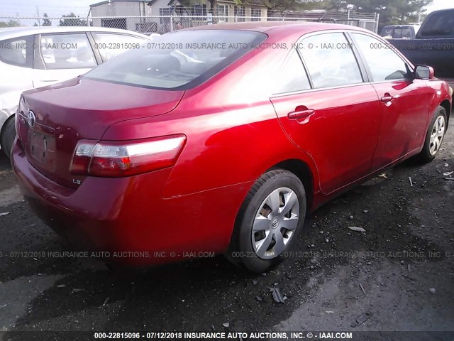 4T1BE46K48U258337 - 2008 TOYOTA CAMRY CE/LE/XLE/SE RED photo 4
