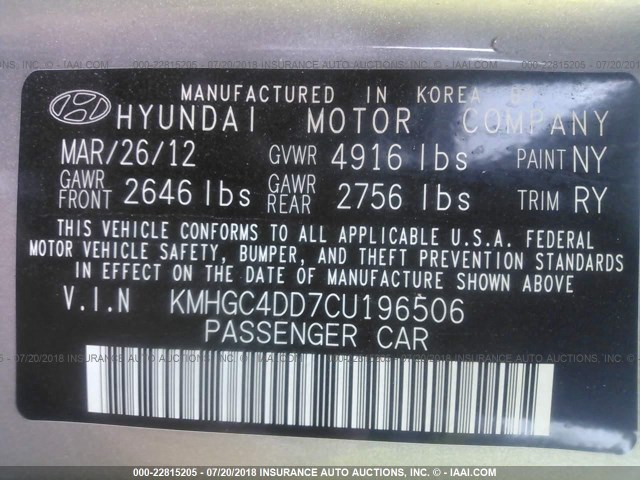 KMHGC4DD7CU196506 - 2012 HYUNDAI GENESIS 3.8L SILVER photo 9