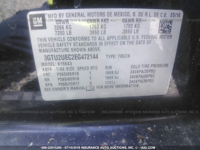 3GTU2UEC2EG472144 - 2014 GMC SIERRA K1500 SLE BLACK photo 9