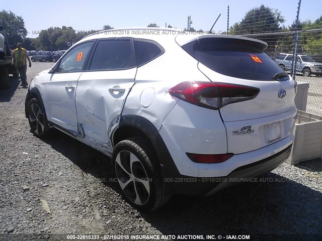 KM8J3CA28GU212690 - 2016 HYUNDAI TUCSON LIMITED/SPORT AND ECO/SE WHITE photo 3