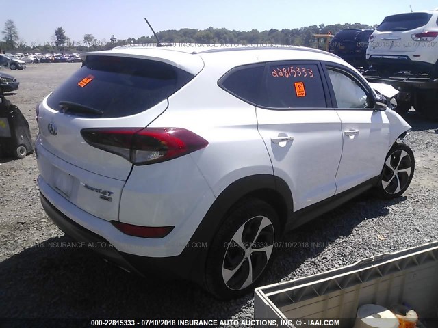 KM8J3CA28GU212690 - 2016 HYUNDAI TUCSON LIMITED/SPORT AND ECO/SE WHITE photo 4
