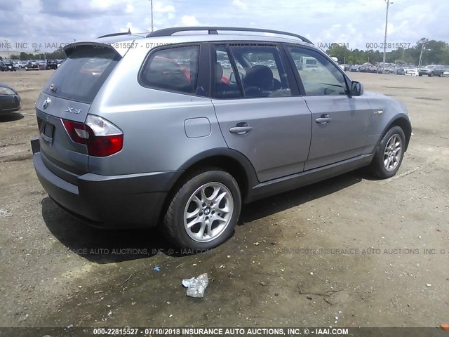 WBXPA734X4WB21369 - 2004 BMW X3 2.5I GRAY photo 4