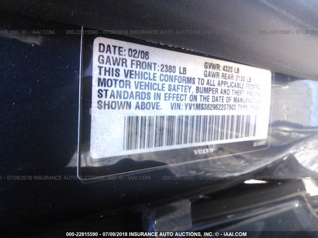 YV1MS382962207903 - 2006 VOLVO S40 2.4I BLUE photo 9