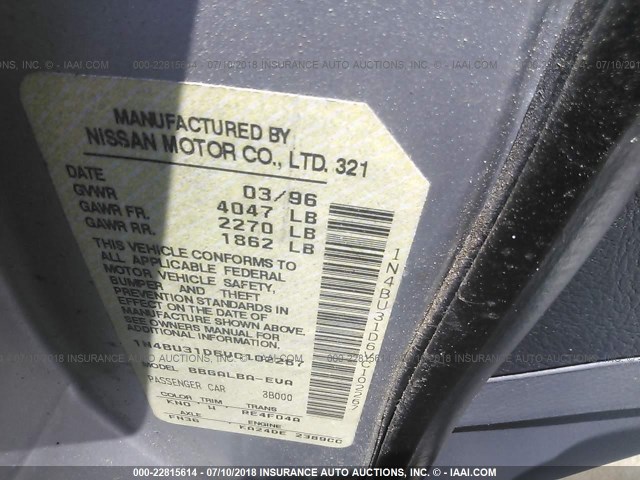 1N4BU31D6VC102267 - 1997 NISSAN ALTIMA XE/GXE/SE/GLE SILVER photo 9