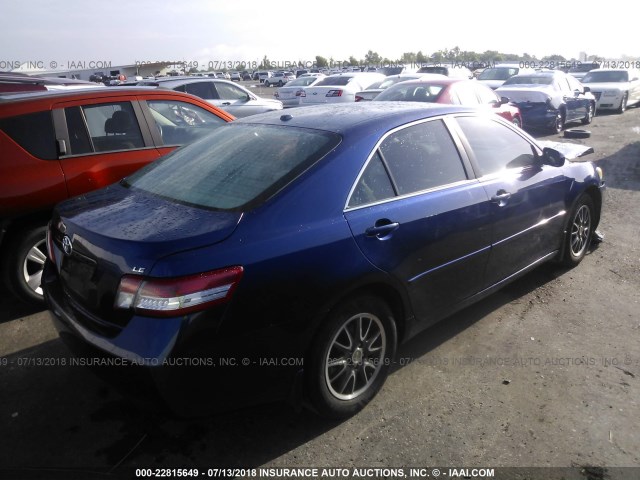 4T4BF3EK9AR055710 - 2010 TOYOTA CAMRY SE/LE/XLE BLUE photo 4