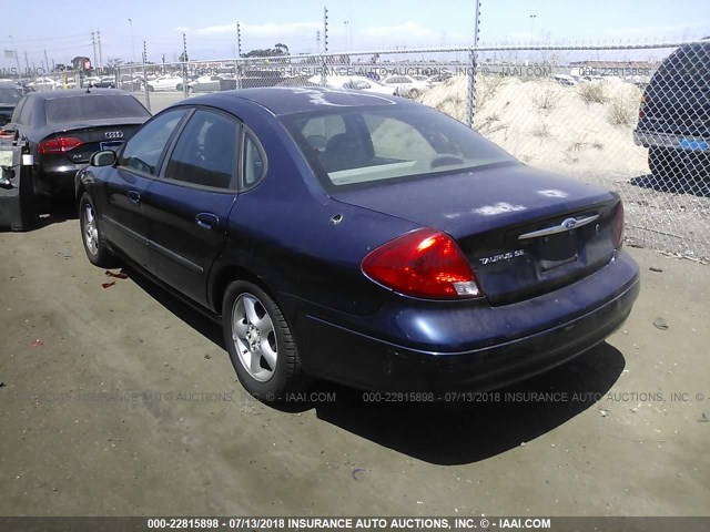 1FAFP53U41G200802 - 2001 FORD TAURUS SE BLUE photo 3