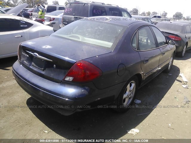 1FAFP53U41G200802 - 2001 FORD TAURUS SE BLUE photo 4