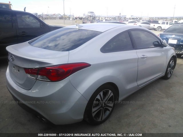 KMHDH6AE3DU006019 - 2013 HYUNDAI ELANTRA COUPE GS/SE SILVER photo 4